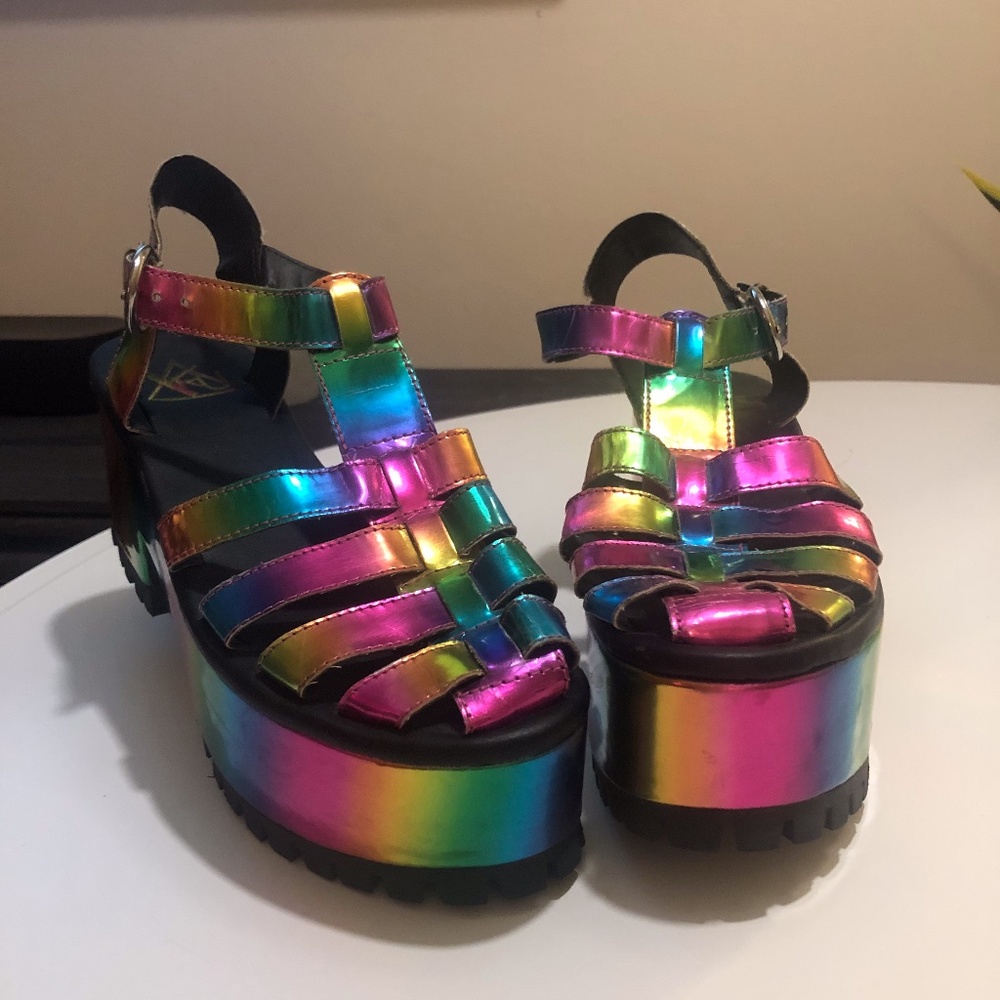 YRU Rainbow Platform Sandals